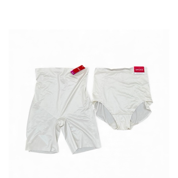 NWT Set of Spanx Satin Shaping Underwear & Shape Short Color Linen Size‎ Small